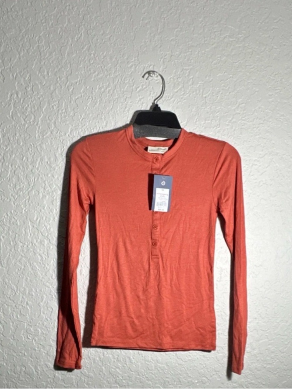 Universal Thread Men's Long-Sleeve Henley in Coral Orange